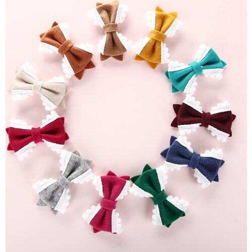250 pcs/lot , PomPom Trim Felt hair Bows , great for DIY hair accessories