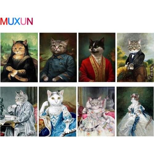 Muxun 5D Full Diy Diamond Embroidered Cat Princess Diamond Painting Animal Picture Wall Home Decoration Gift Handmake Rp771