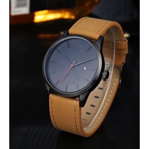 Fashion Large Dial Quartz Men Watch Leather Business Casual Sport Watches Male Clock Wristwatch Relogio Masculino men watches