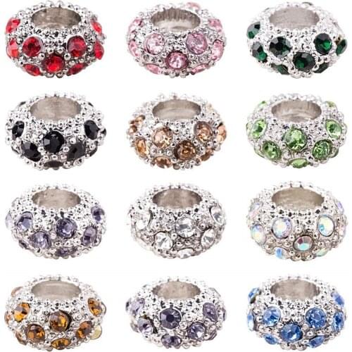 Double Nose New Design Zinc Alloy Metal Craft Sparking Crystal Big Hole European Beads Charm Variety Color For Snake Bracelet