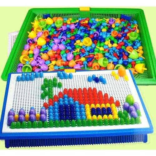 Intelligent 3D Puzzle Games DIY Nail Beads Plastic Flashboard Children Baby Toys Educational Toy