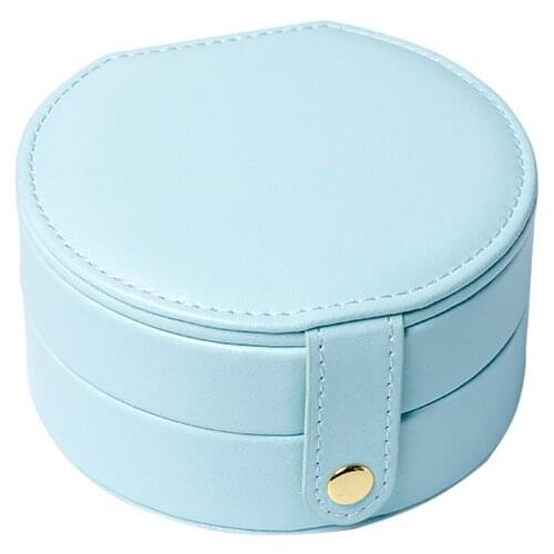 2020 New Sample Korean Cute Button Leather Travel Portable Jewelry Box Holder Display Organizer Gifts Boxes Five Colors