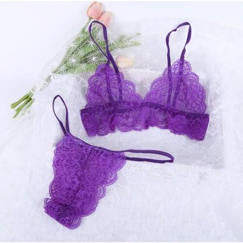 Sexy Underwear Set Women Transparent Breathable Lingerie Lace Babydoll Bra Set G-String Nightwear Bra And Panty Sets See Through