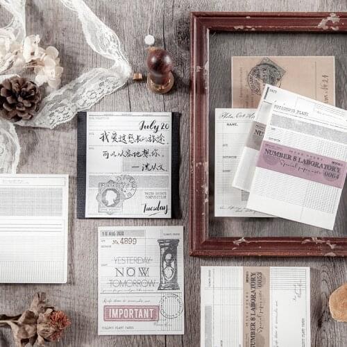 30pcs Laboratory Text Words Vintage White Simple Memo Pads for Message Note Pads Sticker for Craft Journling Sticky Paper