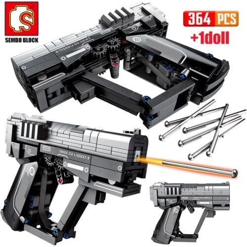 WW2 Weapon Pistol Gun Model Building Block Military Electric Gun Bullet City Police Figures Bricks Educational Toys for Children