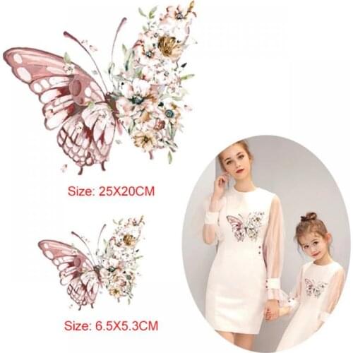 Fashion Girls Washable Butterfly Flower Pattern Iron On Heat Transfer Patch For Clothes DIY Thermal Stickers For T-Shirt Jeans
