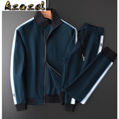 Azazel Mens Sets (sweatshirt+pants) Luxury Stand Collar Contrast Color Ribbon Mens Hoodies Plus Size 4xl Elastic Waist Men Pants