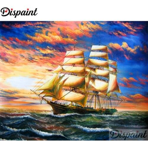 Dispaint Full Square/Round Drill 5D DIY Diamond Painting "Sailing scenery" Embroidery Cross Stitch 3D Home Decor A11086