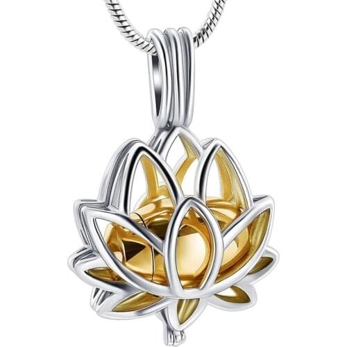 New Design Gift Necklace Lotus Hold Mini Urn Stainless Steel Cremation Jewelry Pendant Necklace For Ashes