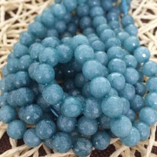 Dyed blue natural stone chalcedony jades 4mm 6mm 8mm 10mm 12mm faceted round loose beads diy classical Jewelry 15inch B20