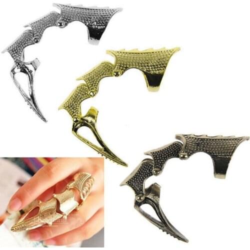Punk Gothic Rock Scroll Joint Armor Knuckles Personality Alloy Joint Bendable Ring Finger Cocks Claw Ring Halloween Decoration