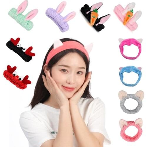 Sweet Cute Elastic Cat Ears Headbands for Women Girls Makeup Face Washing Headband Hairdo Headwrap Hair Accessory
