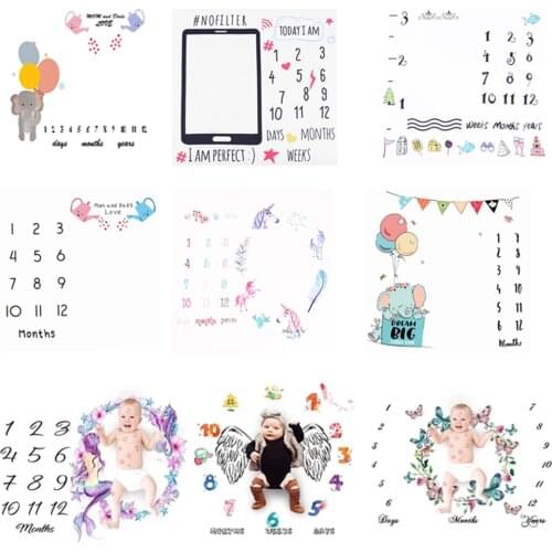Cartoon Pattern Infant Baby Milestone Photo Props Background Blankets Play Mats Backdrop Cloth Calendar Photo Accessories Nordic