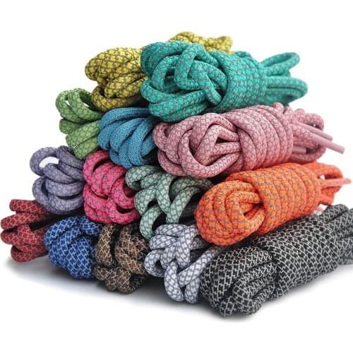 Round Shoelaces Reflective Shoe laces Unisex Striped Double Shoe lace Sneakers Shiny Fluorescent Shoelace 100/120/140/160 CM