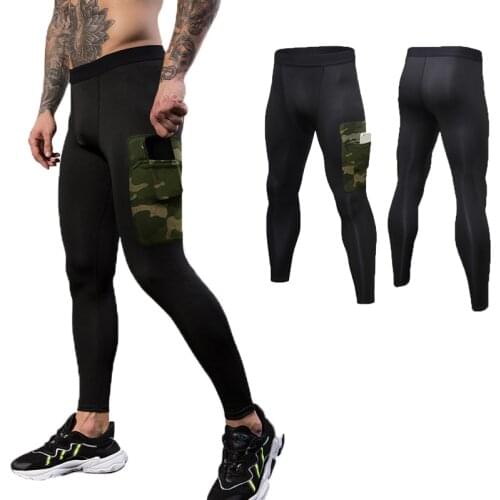 Lovmove Spandex Camouflage Running Pants With Pocket Man Compression Pant Men Leggings Gym Sweatpants Fitness Quick Dry Trousers
