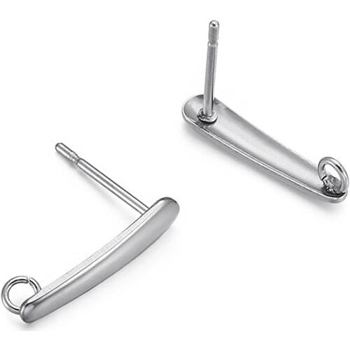 50pcs 304 Stainless Steel Ear Stud Components for Earring Making Findings DIY Women Jewelry 15x3mm Hole: 2mm Pin: 0.7mm
