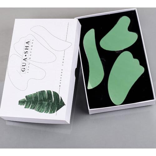 Natural Stone Gouache Scraper Gua Sha Massage For Face Jade Stone GuaSha Massage Tools Set Facial Jade Massager Set with Box