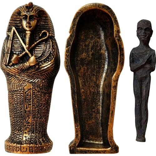 Ancient Egyptian Coffin Figurine Sculpture Resin Ornament Statue Ancient Mummy Sculpture Figure Small Ornaments Miniature Model