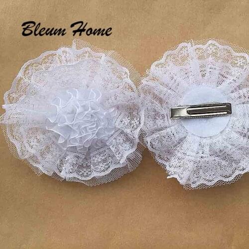 Bleum Home 2pcs Russian girls present Fashion Hair Accessories white lace flower Hairpin Barrettes Hair Clips Headdress