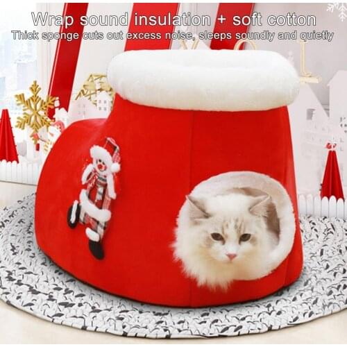 Thickening 1 Set Lovely Kitten Elastic Bed House Soft Cat Bed Decorative for Autumn