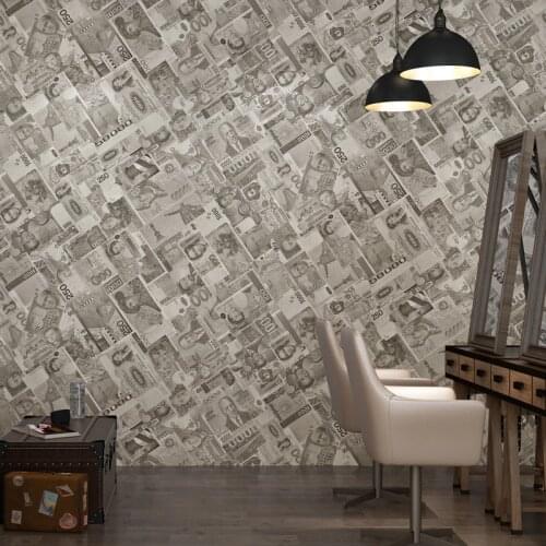 Vintage Personalized Money Wallpaper for Theme Restaurant Coffee Shop Background Walls Figue Art Wallpaper Roll