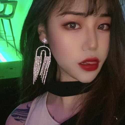 Full Rhinestone Women Earrings Shining Pendants Jewelry earrings Geometric U-shaped Crystal Charm