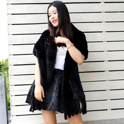 CX-B-M-08A Female Knitted Real Mink Fur Scarf Winter Neck Wrap Women Warmer Fashion Natural Fur Shawl