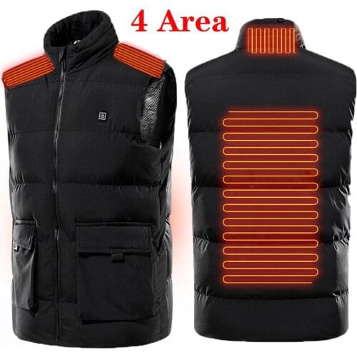New Four Zone Heated Jackets Vest Electric Temperaturing Thermal Warmer Jacket Winter Mens Smart USB Charging Heating Vest 2021