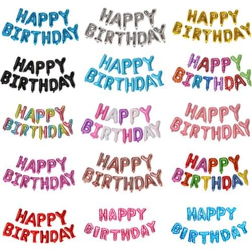 1set 16inch Happy Birthday Balloon Decoration Rose Gold Blue Pink Happy Birthday Foil Balloons Set Party Banner Kids Supplies
