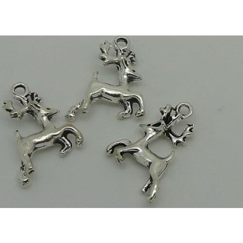 100Pcs/lot Antique Silver Rudolphs Elk Charms 20x17mm Lucy Animal Pendant DIY Jewelry Findings Handmade Gift for Best Friends