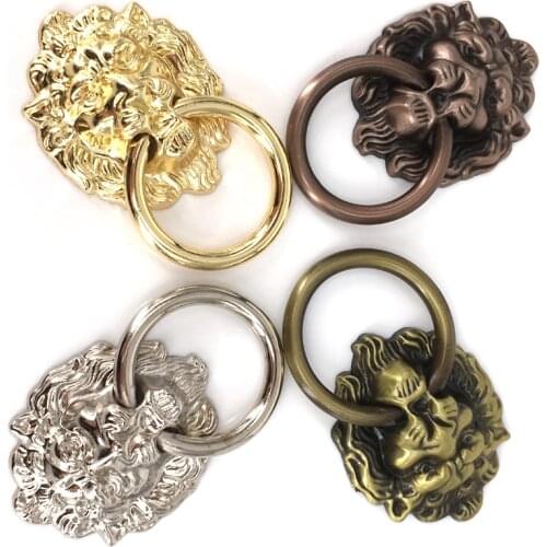 1x Antique Chic Dresser Knobs Pulls Drawer Rings Pulls Lion Head Furniture Knob Door Knocker Kitchen Cabinet Handle