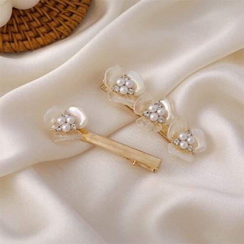 2pcs Acrylic Flower Pearl Barrettes Hair Clips Sets For Women 2021 Summer New Fashion Hair Jewelry Hairpins Gifts