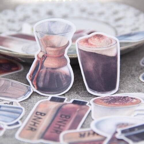 37pcs Waterproof Coffee Drink Supplies Planner Bullet Journal Scrapbook DIY Sticker for Laptop Computer Water Bottle Hydro Flask