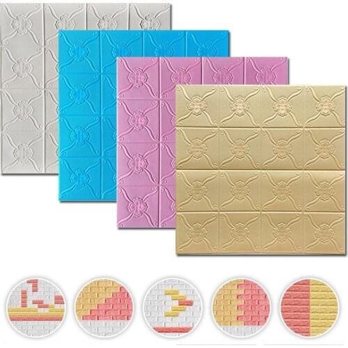 3D Three-Dimensional Square Xpe Wall Sticker 70X70Cm Waterproof Solid Color Bedroom Background Wall Renovation Wall Sticker