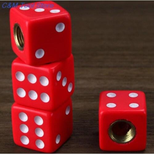 4 pcs Red Dice Tire Air Valve Stem Caps for Car Truck Bike ATV Wheel Rims Hot Sale Bike Bicycle Accessories