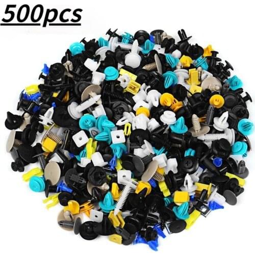500Pcs Auto Fastener Auto Mixed Fastener Clip Bumper Car Push Engine for Fender Fastener Clip Door Trim Panel Clip Fastener
