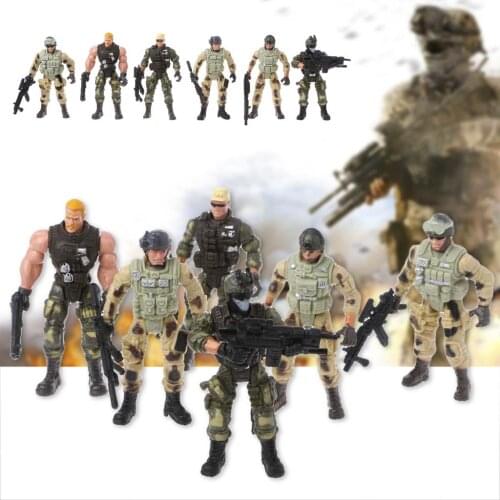 6Pcs/Set Action Figure Army Soldiers Toy with Weapon Military Figures Child Toy Y4UD