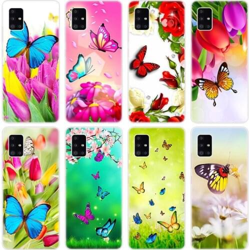 Colorful butterfly Flowers Case for Samsung Galaxy A12 A02 A03S A21S A22 A32 A52 A72 A82 Quantum 2 S21 Plus FE Ultra M02S M12