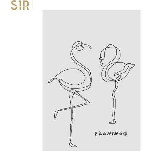 Conisi Nordic Canvas Painting Romantic Flamingo Rose Sea Wave Print Animal Painting Modern Wall Art Poster Home Decor