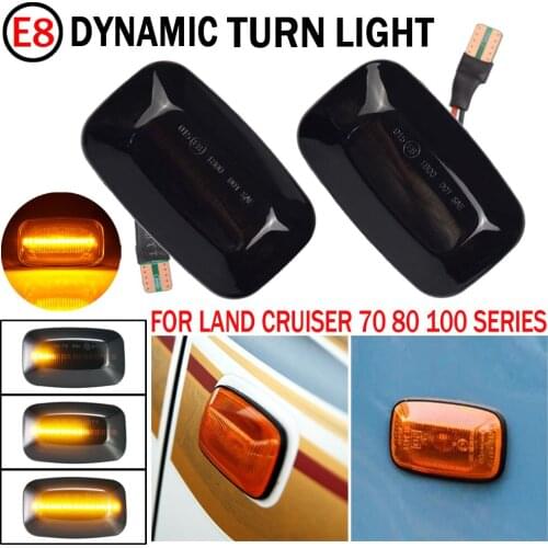 2Pcs For Toyota Landcruiser 70 80 100 Series Dynamic LED Side Marker fender Lights Flowing Turn Signal Light Side Repeater