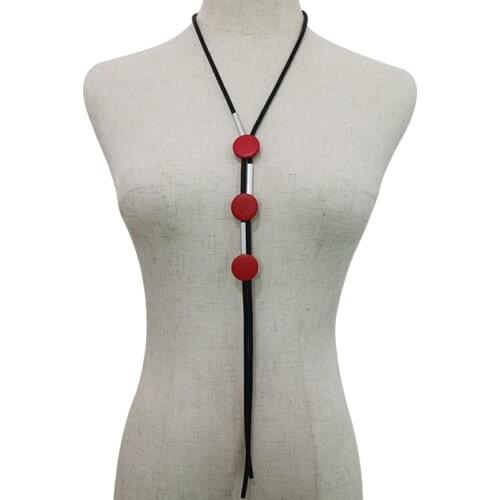 YD&YDBZ Red Round Rubber Long Necklace For Women Punk Style Sweater Chain Nomination Necklace Ethnic Clothing Accessories Choker