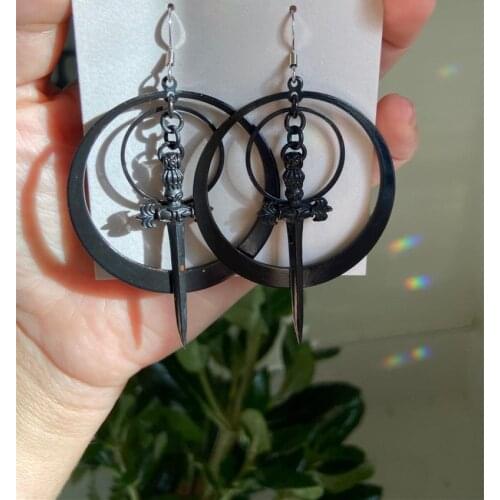 Black Sword Double Hoop Earrings