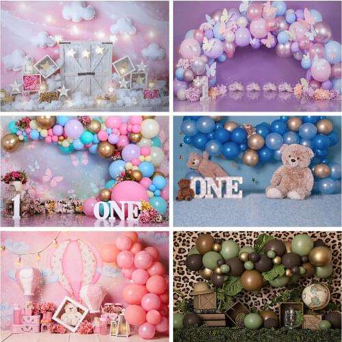 Newborn Baby 1st Birthday Balloons Cake smash Party Photography Backdrops Photographic Backgrounds For Photos Studio