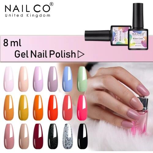 NAILCO 8 ML Gel Nail Polish Soak Off LED Gel Semi Permanant UV Art Hybrid Varnishes Hot Sale Color lacquer TOP Base Coat