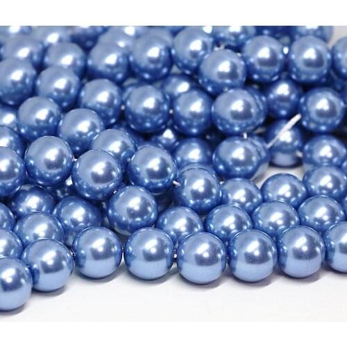 Hot sale blue round shell simulated-pearl loose spacers accessories beads 4,6,8,10,12,14mm wholesale jewelry making 15inch B1611