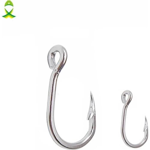 JSM 50pcs/lot silver strong Stainless Steel Fishing Hooks big game For Fishing tools 10884 2/0-12/0