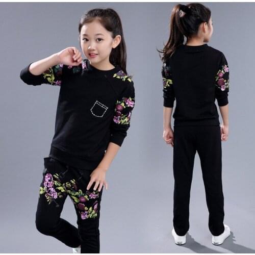 Kids Girls Clothing Sets Spring Autumn 2PCS Flower Shirt + Pants Outfits Girls Sports Suits Children Clothing Set Tracksuits