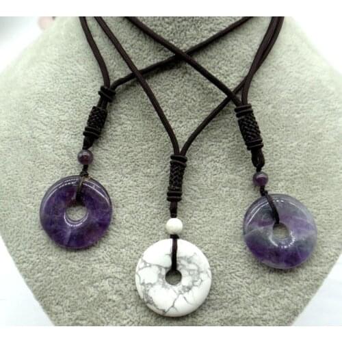 30MM Natural stone Quartz Crystal tiger eye Turquoises Opal safety button pendant diy Jewelry making necklace wholesale