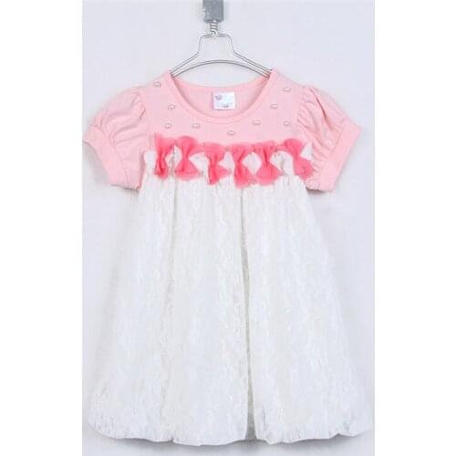 Summer Beads Flower Girls Clothing Baby Child 1468 Short-sleeve Dress