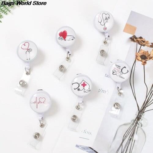 Cute Design Retractable Badge Reel Clip Cartoon Heart Students IC ID Card Badge Holder